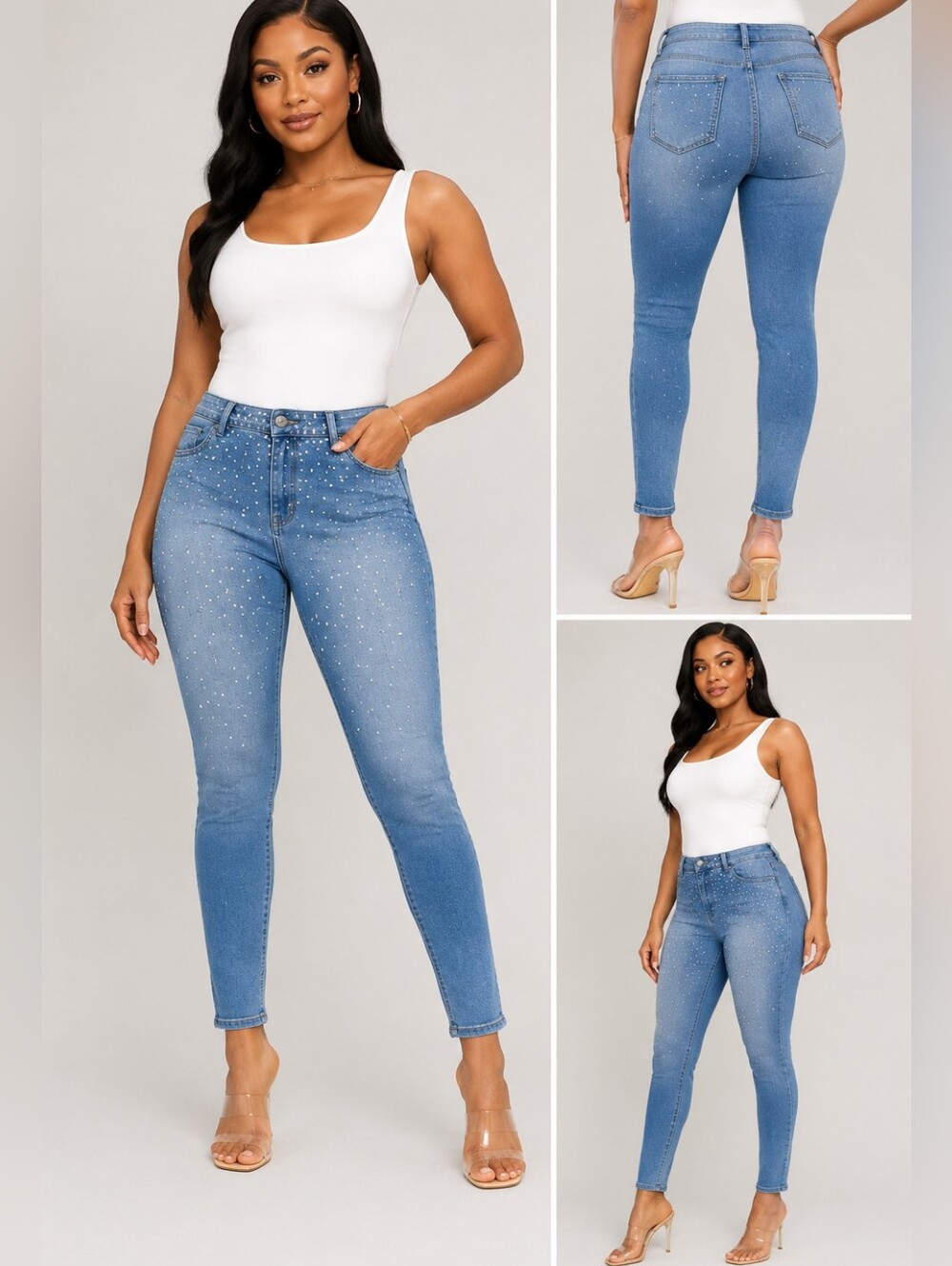 Women's Allure Blue Jeans with Studded Detail - NWT